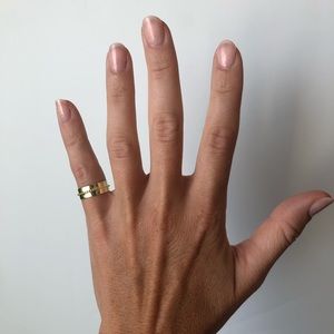 18k Gold Plated Band Ring With Bead Detail, Size 7